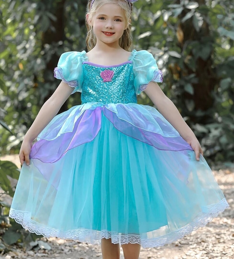 The Little Mermaid Ariel Purple Dress Costume Little Mermaid Mermaid Print Dress Girl Puffy Mermaid Ariel The Little Mermaid Ariel Purple Dress Costume Little Mermaid Mermaid Print Dress Girl Puffy Mermaid Ariel